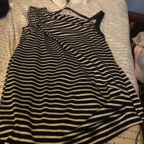 Bebe striped top w leather straps open back - Picture 4 of 4